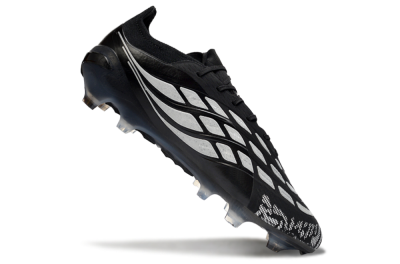 Men's Adidas Predator 26 Elite FG Football Boots - Black/Silver Shade/White Accent