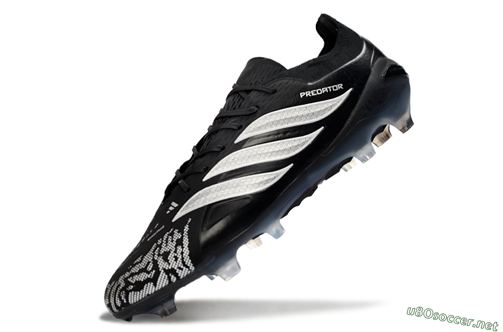 Men's Adidas Predator 26 Elite FG Football Boots - Black/Silver Shade/White Accent 5
