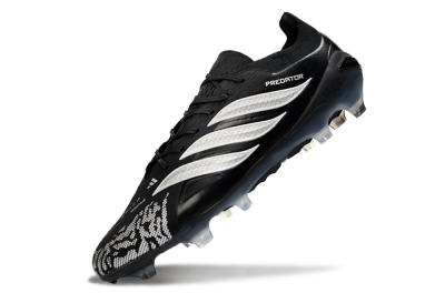 Men's Adidas Predator 26 Elite FG Football Boots - Black/Silver Shade/White Accent