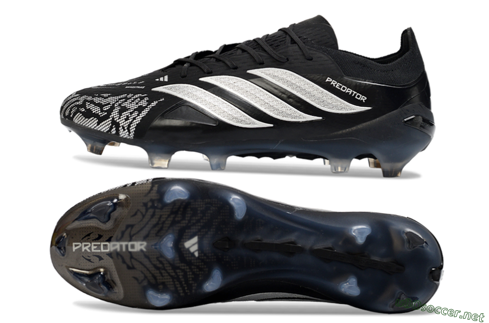 Men's Adidas Predator 26 Elite FG Football Boots - Black/Silver Shade/White Accent 1