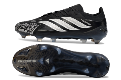 Men's Adidas Predator 26 Elite FG Football Boots - Black/Silver Shade/White Accent