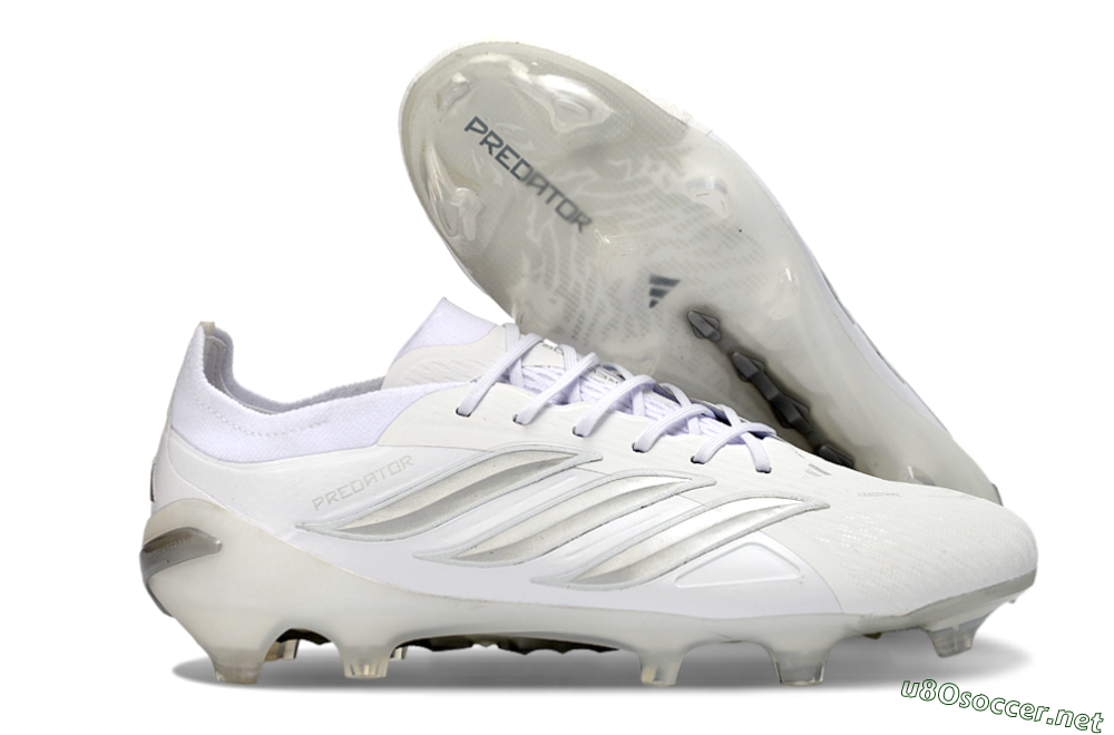 Men's Adidas Predator 26 Elite FG Football Boots - White/Silver/Black 2