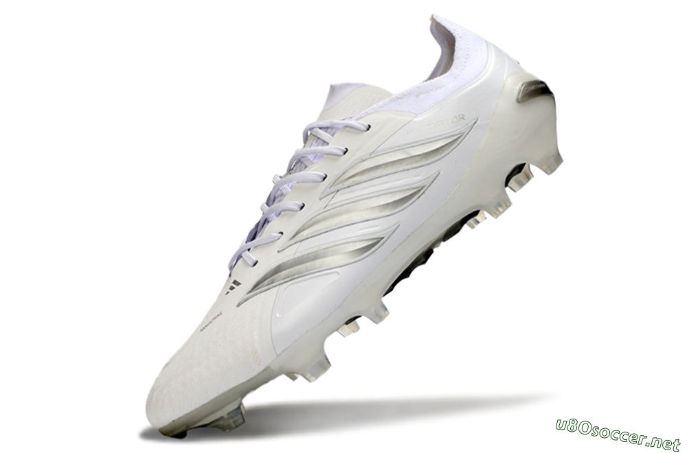 Men's Adidas Predator 26 Elite FG Football Boots - White/Silver/Black 5