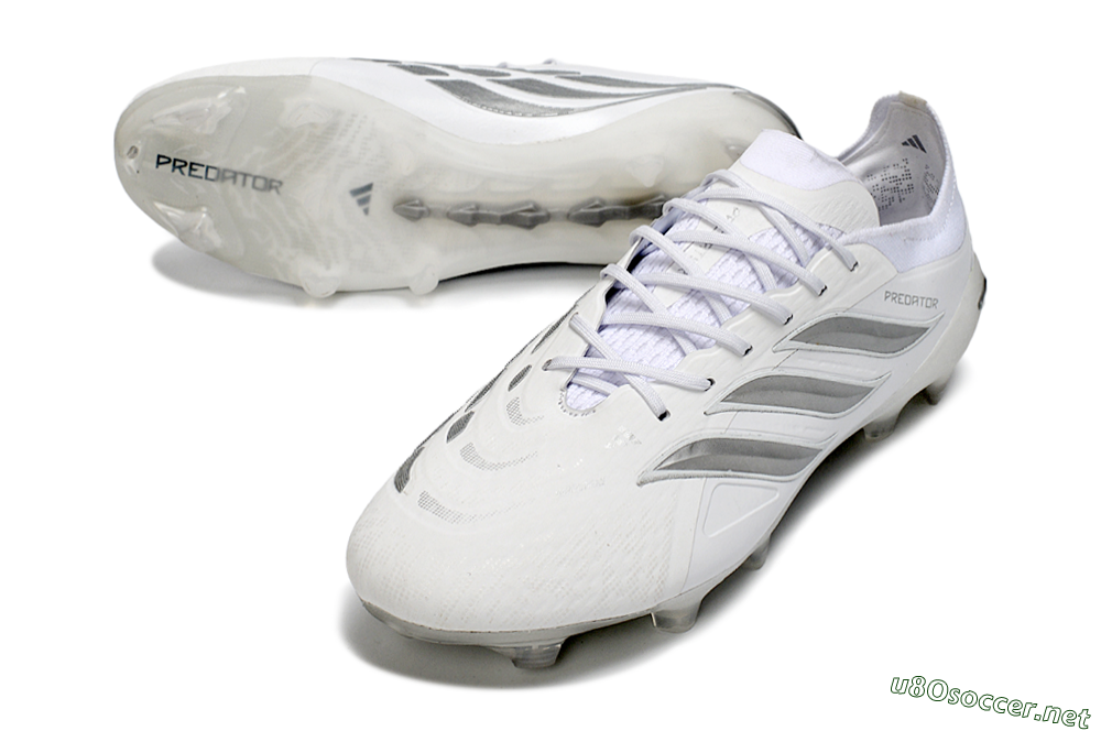 Men's Adidas Predator 26 Elite FG Football Boots - White/Silver/Black 3