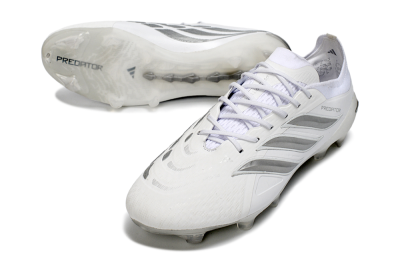 Men's Adidas Predator 26 Elite FG Football Boots - White/Silver/Black