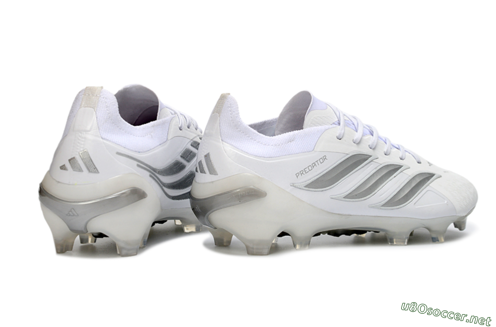 Men's Adidas Predator 26 Elite FG Football Boots - White/Silver/Black 6