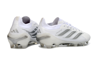 Men's Adidas Predator 26 Elite FG Football Boots - White/Silver/Black