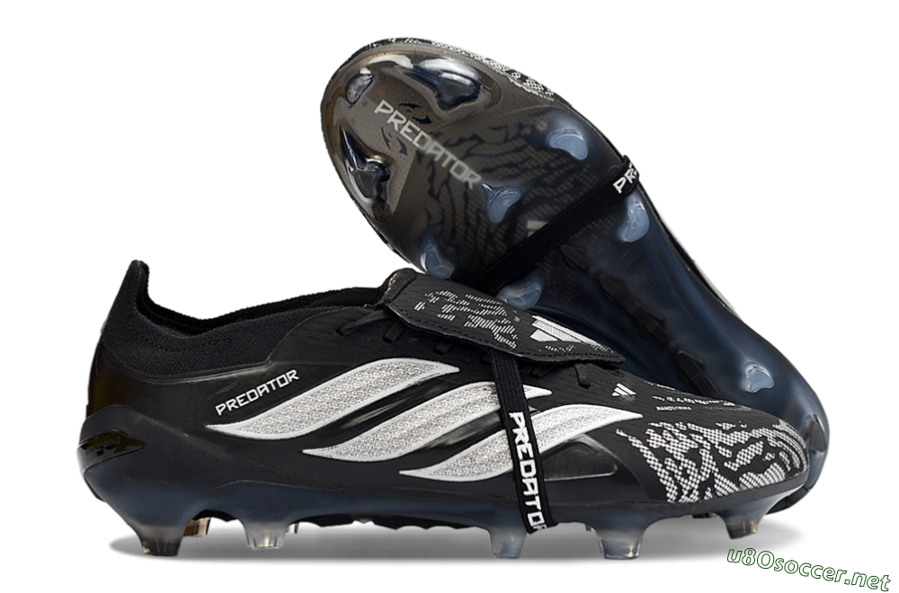 Men's Adidas Predator 26 Elite Fold-Over Tongue FG Football Boots - Black/Shadow Black/Flash Silver 2