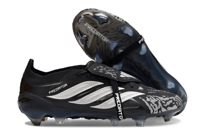 Men's Adidas Predator 26 Elite Fold-Over Tongue FG Football Boots - Black/Shadow Black/Flash Silver