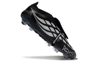 Men's Adidas Predator 26 Elite Fold-Over Tongue FG Football Boots - Black/Shadow Black/Flash Silver