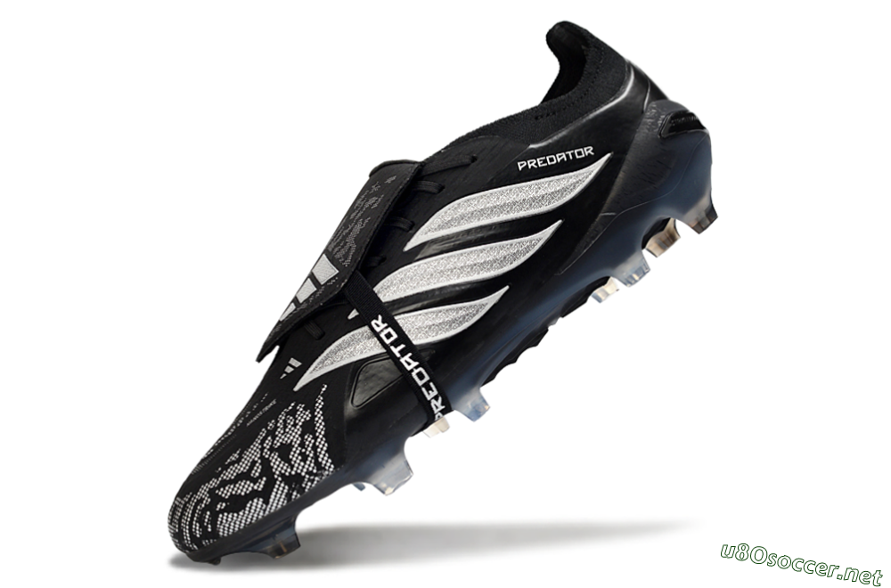 Men's Adidas Predator 26 Elite Fold-Over Tongue FG Football Boots - Black/Shadow Black/Flash Silver 5
