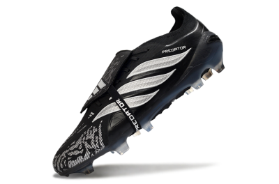 Men's Adidas Predator 26 Elite Fold-Over Tongue FG Football Boots - Black/Shadow Black/Flash Silver