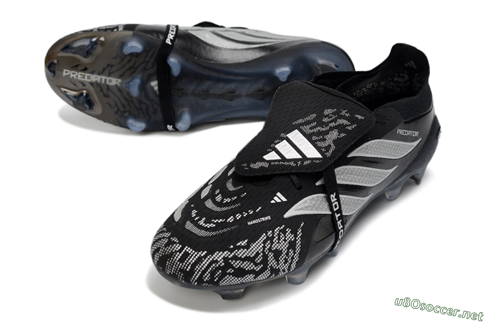 Men's Adidas Predator 26 Elite Fold-Over Tongue FG Football Boots - Black/Shadow Black/Flash Silver 3