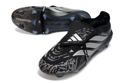 Men's Adidas Predator 26 Elite Fold-Over Tongue FG Football Boots - Black/Shadow Black/Flash Silver