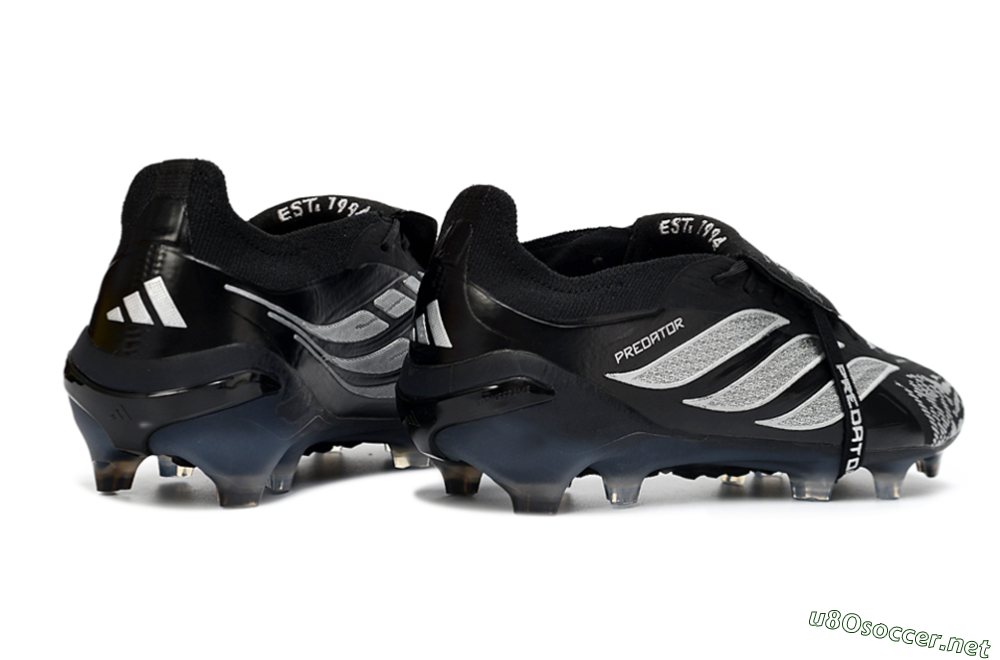 Men's Adidas Predator 26 Elite Fold-Over Tongue FG Football Boots - Black/Shadow Black/Flash Silver 6