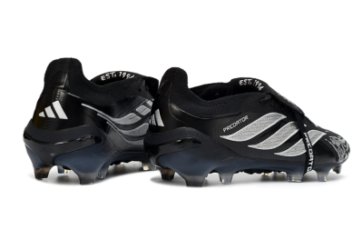 Men's Adidas Predator 26 Elite Fold-Over Tongue FG Football Boots - Black/Shadow Black/Flash Silver