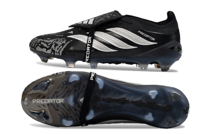Men's Adidas Predator 26 Elite Fold-Over Tongue FG Football Boots - Black/Shadow Black/Flash Silver