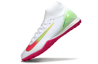Men's Nike Air Zoom Mercurial Superfly 10 Academy TF Football Shoes - White/Vibrant Pink/Soft Green