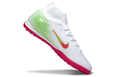 Men's Nike Air Zoom Mercurial Superfly 10 Academy TF Football Shoes - White/Vibrant Pink/Soft Green