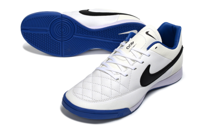 Men's Nike Tiempo Ligera 4 IC Football Shoes - White/Royal Blue/Black