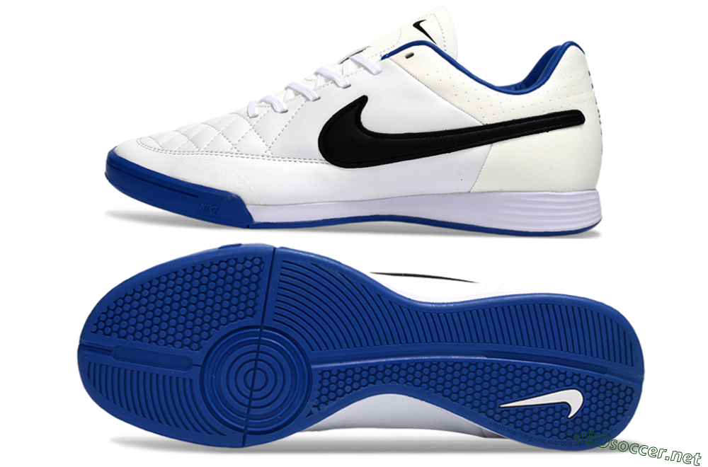 Men's Nike Tiempo Ligera 4 IC Football Shoes - White/Royal Blue/Black 1