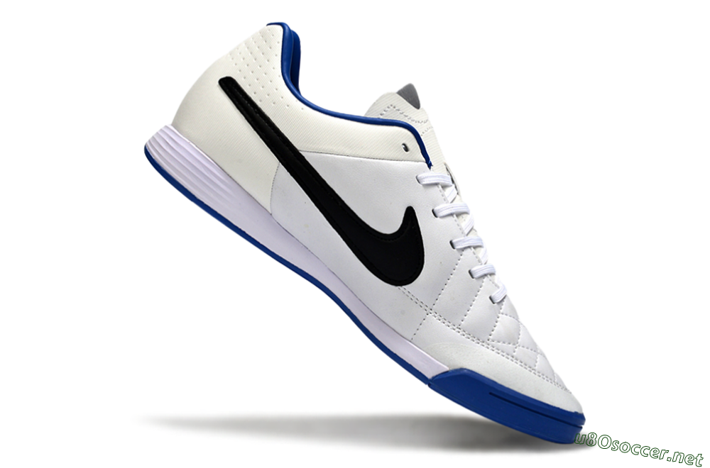 Men's Nike Tiempo Ligera 4 IC Football Shoes - White/Royal Blue/Black 4