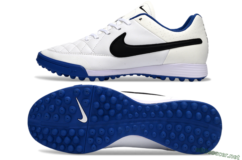 Men's Nike Tiempo Ligera 4 TF Football Shoes - White/Royal Blue/Black 1