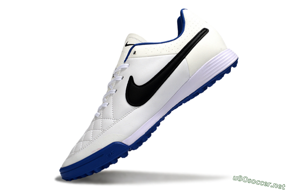 Men's Nike Tiempo Ligera 4 TF Football Shoes - White/Royal Blue/Black 5