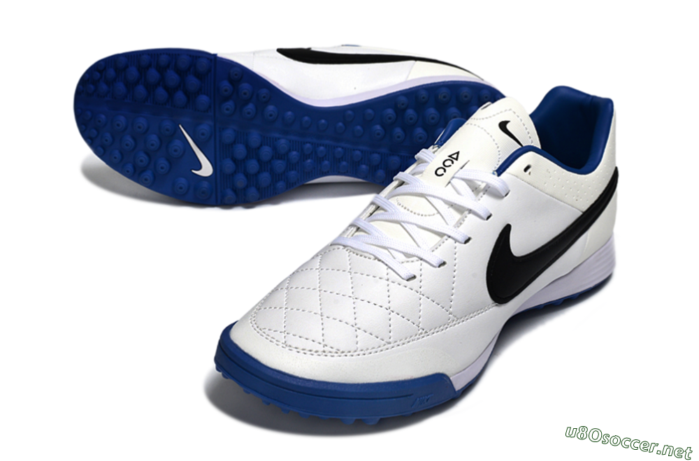 Men's Nike Tiempo Ligera 4 TF Football Shoes - White/Royal Blue/Black 3