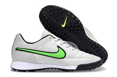 Men's Nike Tiempo Ligera 4 TF Football Shoes - Gray/Neon Green/Black