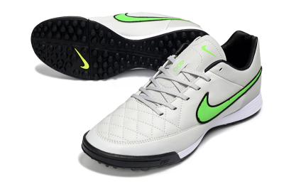 Men's Nike Tiempo Ligera 4 TF Football Shoes - Gray/Neon Green/Black