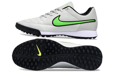 Men's Nike Tiempo Ligera 4 TF Football Shoes - Gray/Neon Green/Black