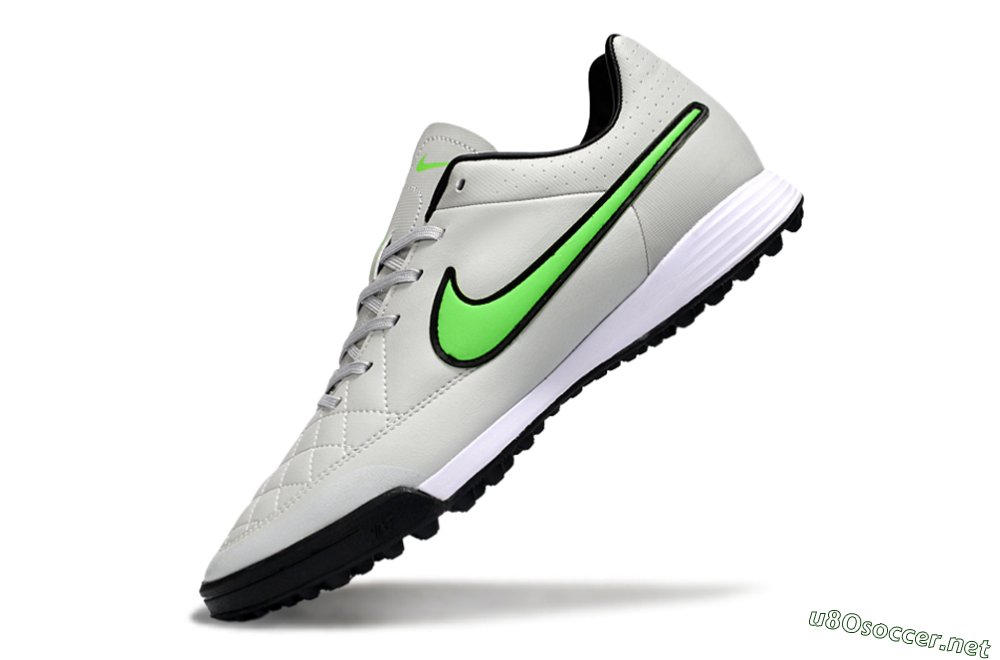Men's Nike Tiempo Ligera 4 TF Football Shoes - Gray/Neon Green/Black 5