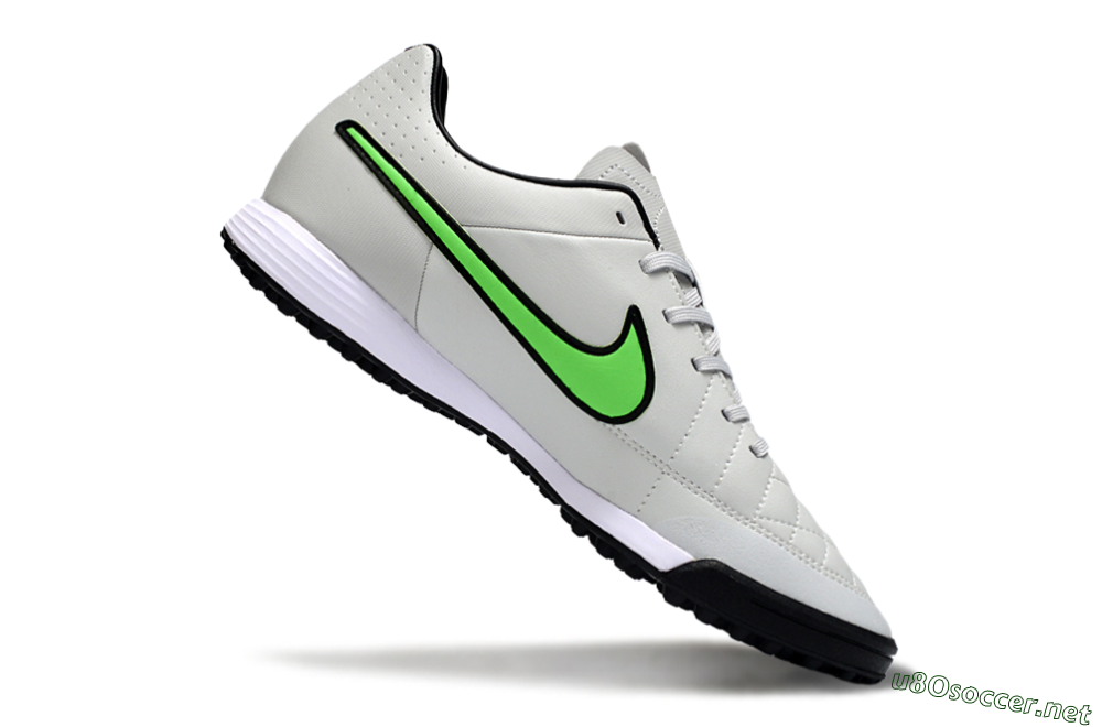 Men's Nike Tiempo Ligera 4 TF Football Shoes - Gray/Neon Green/Black 4