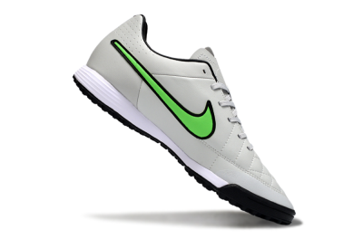 Men's Nike Tiempo Ligera 4 TF Football Shoes - Gray/Neon Green/Black