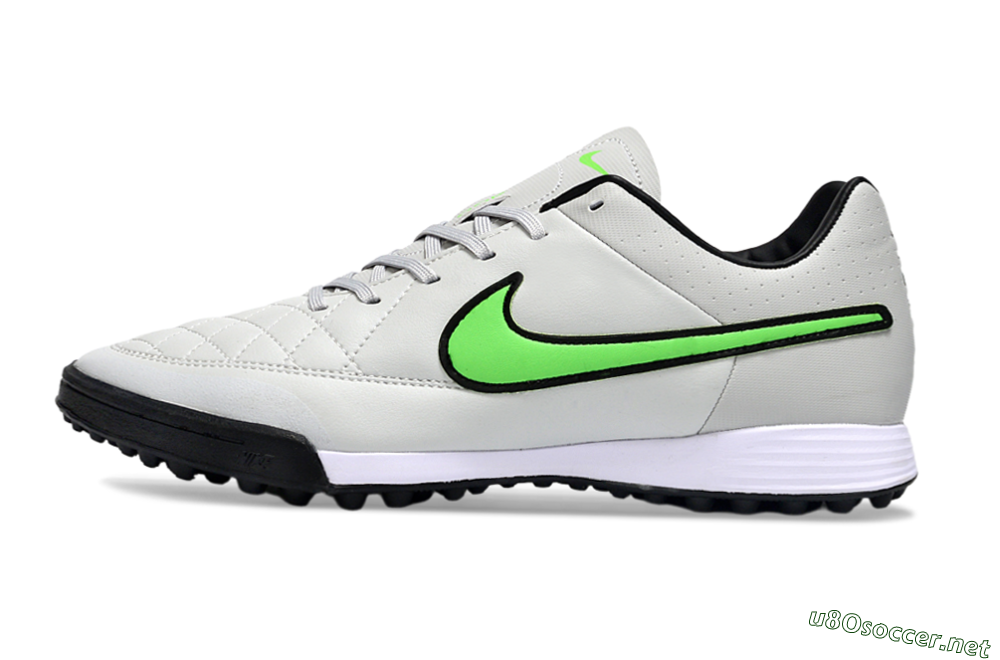 Men's Nike Tiempo Ligera 4 TF Football Shoes - Gray/Neon Green/Black 0
