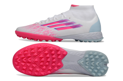 Men's Adidas F50 Elite Mid TF Football Shoes - Pink/Bright Pink/Light Blue