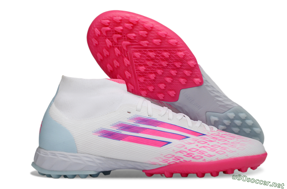 Men's Adidas F50 Elite Mid TF Football Shoes - Pink/Bright Pink/Light Blue 2