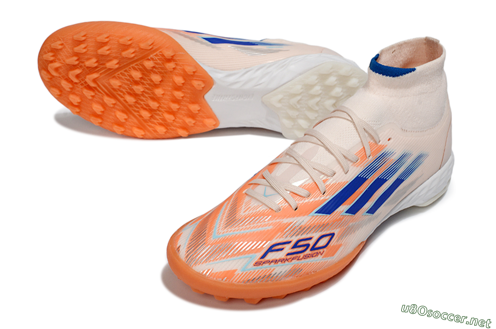 Men's Adidas F50 Elite Mid TF Football Boots - Red/Blue/White 3