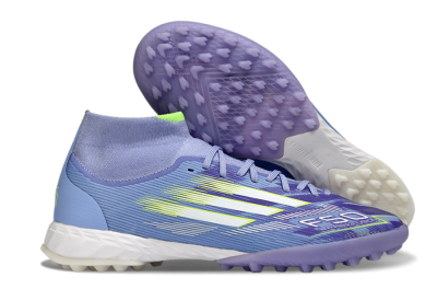 Men's Adidas F50 Elite Mid TF Football Shoes - Purple/Silver/Yellow