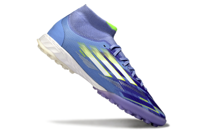 Men's Adidas F50 Elite Mid TF Football Shoes - Purple/Silver/Yellow