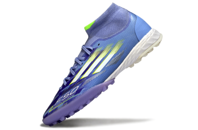 Men's Adidas F50 Elite Mid TF Football Shoes - Purple/Silver/Yellow