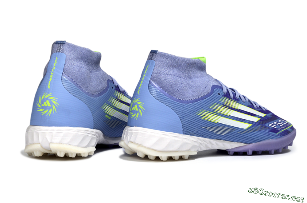 Men's Adidas F50 Elite Mid TF Football Shoes - Purple/Silver/Yellow 6