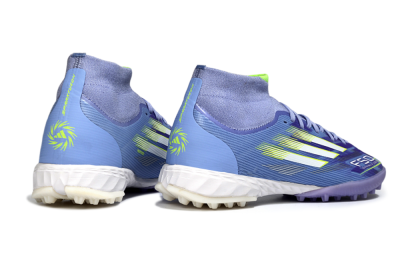 Men's Adidas F50 Elite Mid TF Football Shoes - Purple/Silver/Yellow