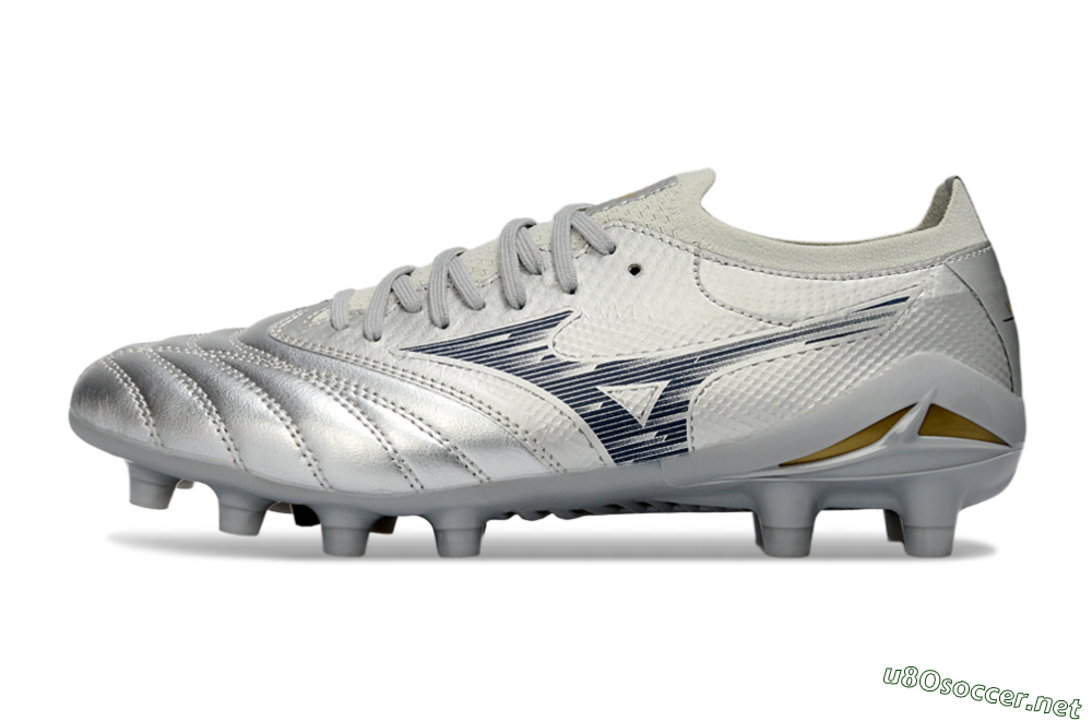 Men's Mizuno Morelia Neo 4 FG Football Boots - Silver/Metallic Silver/Yellow Accent 0