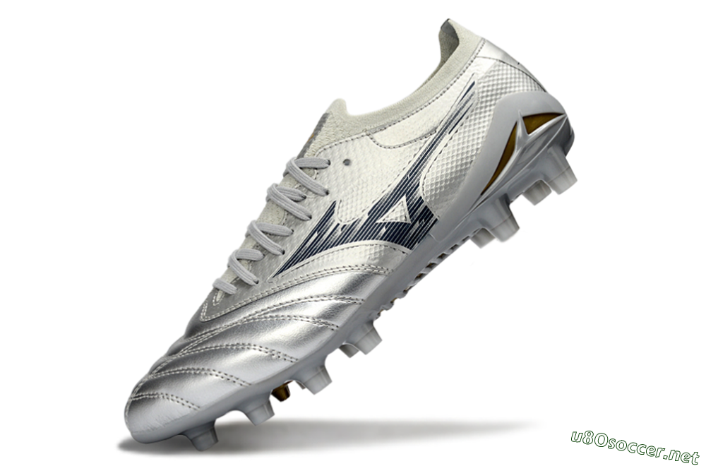 Men's Mizuno Morelia Neo 4 FG Football Boots - Silver/Metallic Silver/Yellow Accent 5