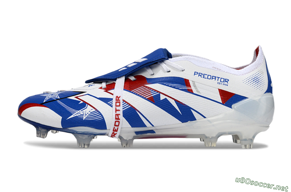 Unisex Adidas Predator 25 Elite Fold-Over Tongue FG Football Boots - Blue/Royal Blue/Crimson Red 0