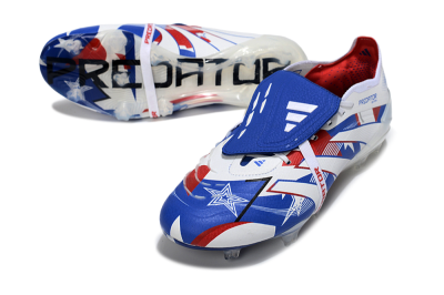 Unisex Adidas Predator 25 Elite Fold-Over Tongue FG Football Boots - Blue/Royal Blue/Crimson Red