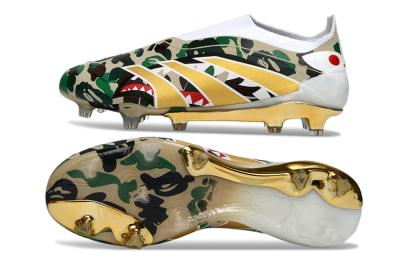 Men's Adidas Predator 25 Elite Laceless FG Football Boots - Camo/White/Gold