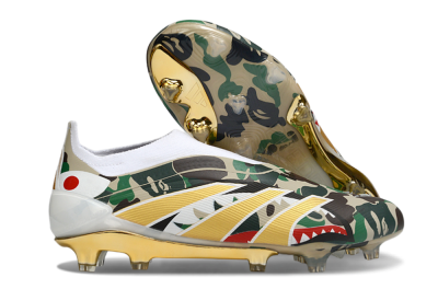 Men's Adidas Predator 25 Elite Laceless FG Football Boots - Camo/White/Gold